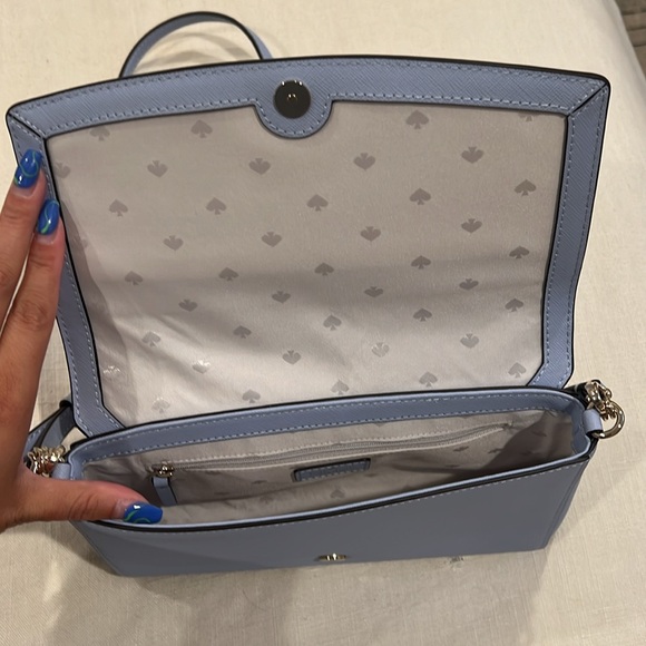 NWOT Kate Spade Greer Periwinkle Crossbody Purse with Silver Chain Strap Detail - Picture 6 of 8